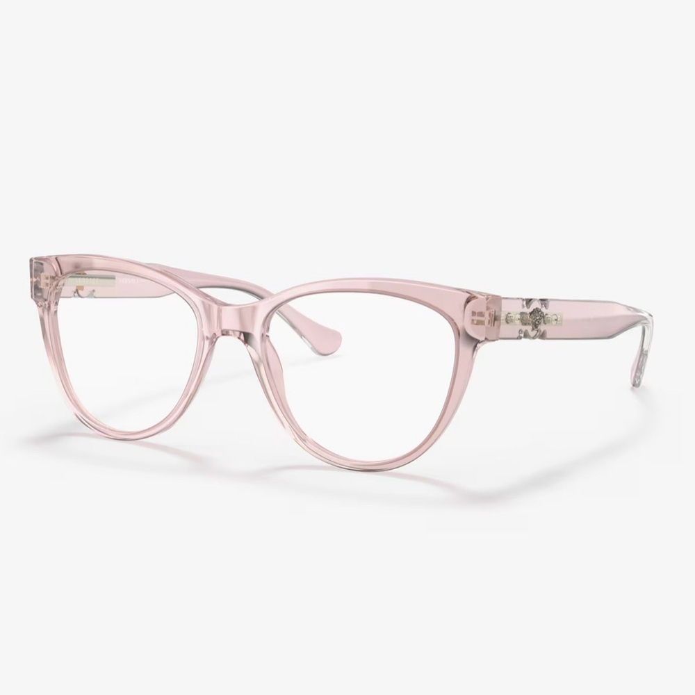 VERSACE NWT VE3304 Transparent Blush Pink Cat Eye Eyeglasses w/ Medusa Logo
